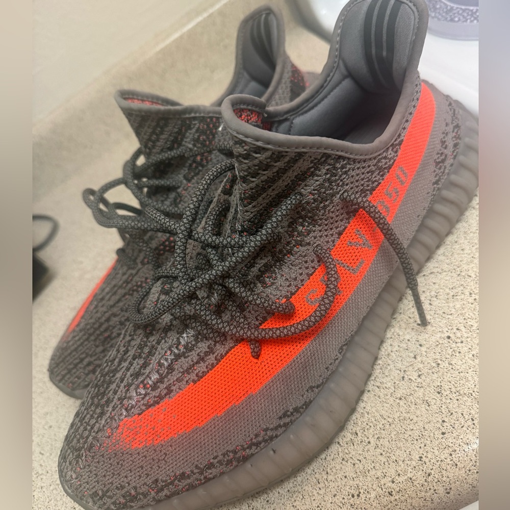 Yeezy Gray and Orange Sneakers